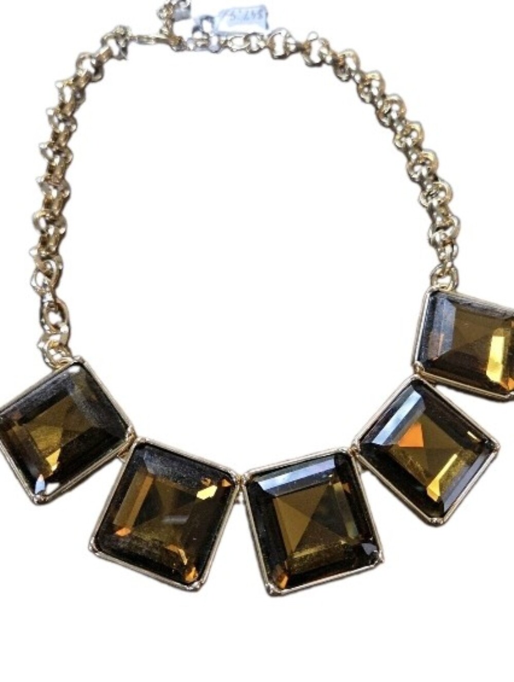 Banana Republic Statement Gold-Tone Necklace with Amber Gemstones